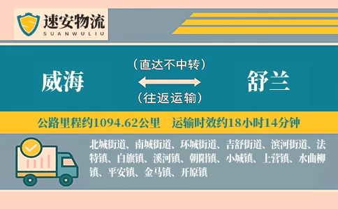 威海到舒兰物流公司