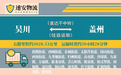 吴川到盖州货运公司