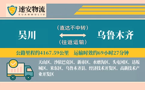 吴川到乌鲁木齐货运公司