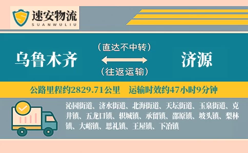 乌鲁木齐到济源货运公司