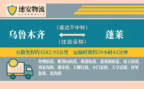 乌鲁木齐到蓬莱货运公司