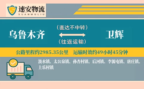 乌鲁木齐到卫辉货运公司