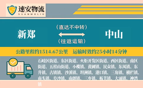 新郑到中山货运公司