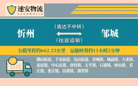 忻州到邹城货运公司