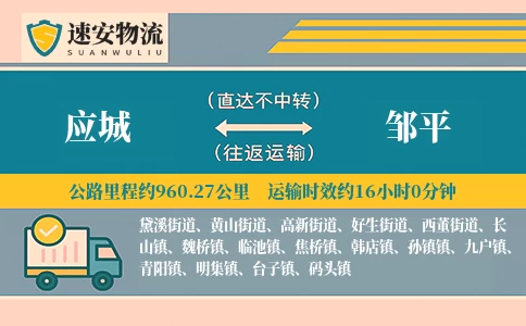 应城到邹平货运公司