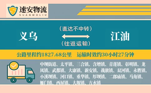 义乌到江油货运公司