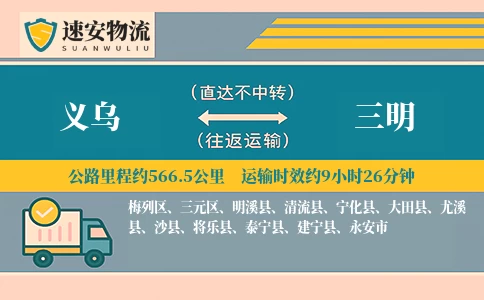 义乌到大田县物流公司