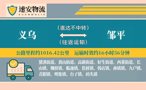 义乌到邹平货运公司