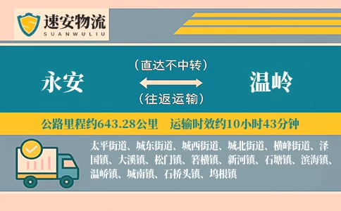 永安到温岭货运公司