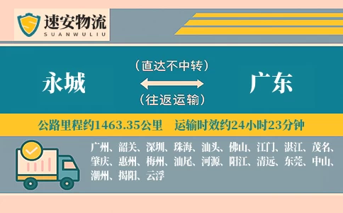 永城到广东货运公司