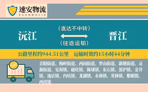 沅江到晋江货运公司