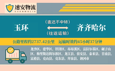 玉环到齐齐哈尔货运公司