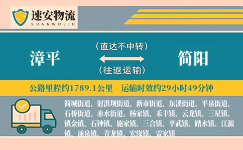 漳平到简阳货运公司