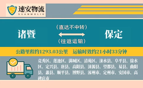 诸暨到保定物流公司
