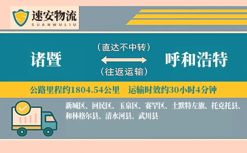 诸暨到呼和浩特货运公司