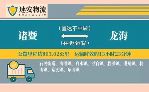 诸暨到龙海货运公司