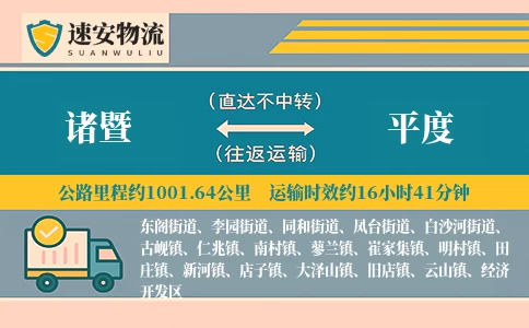 诸暨到平度货运公司