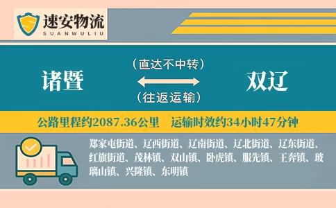 诸暨到双辽货运公司
