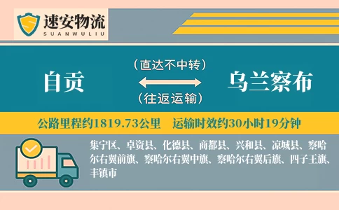 自贡到乌兰察布货运公司